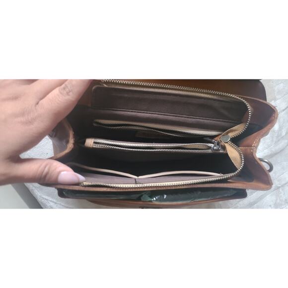 POL Brown Leather Studded Crossbody Bag with Flap Closure - Picture 6 of 10